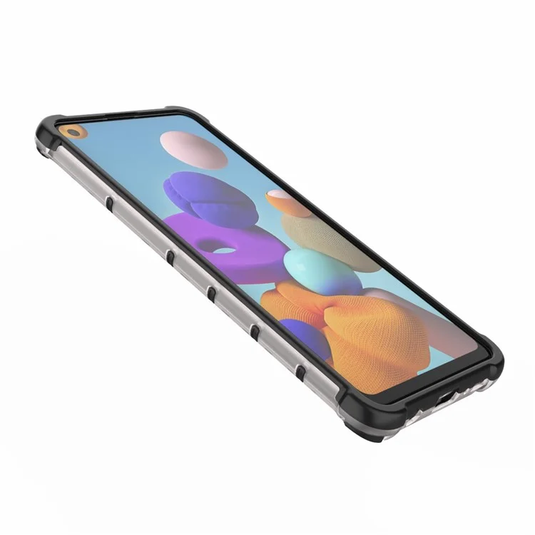 Чехол-гибрид из ТПУ и ПК с медовым сотовым узором для Samsung Galaxy A21s - белый