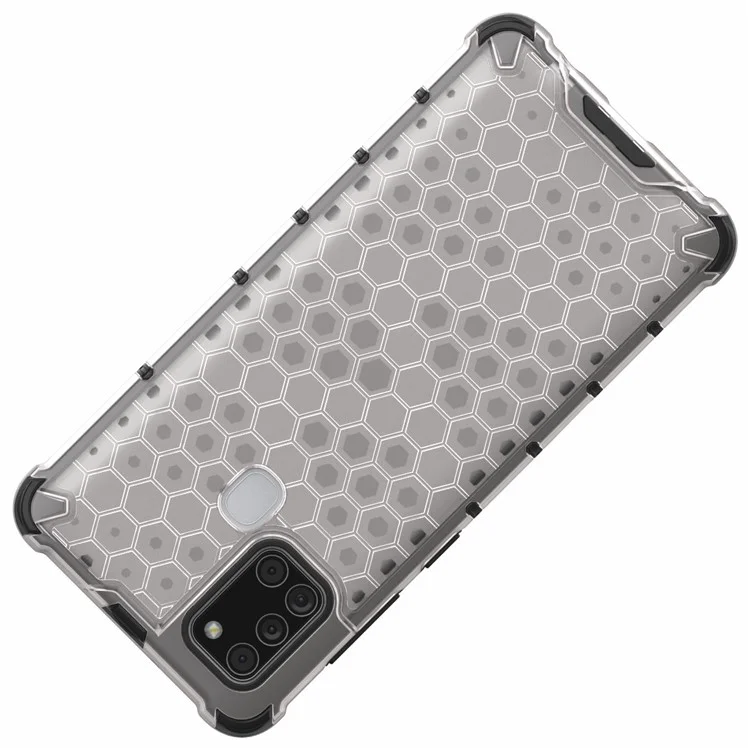 Cubierta Híbrida de TPU + PC de Patrón de Honeycomb Para Samsung Galaxy A21s - Blanco