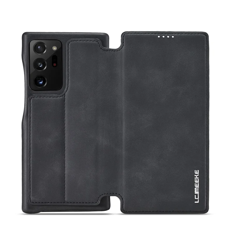 LC.IMEEKE Retro Style Leather Card Holder Case for Samsung Galaxy Note20 Ultra/Note20 Ultra 5G - Black