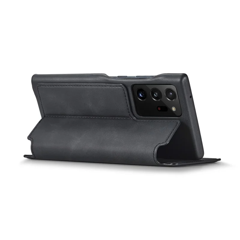 LC.IMEEKE Retro Style Leather Card Holder Case for Samsung Galaxy Note20 Ultra/Note20 Ultra 5G - Black