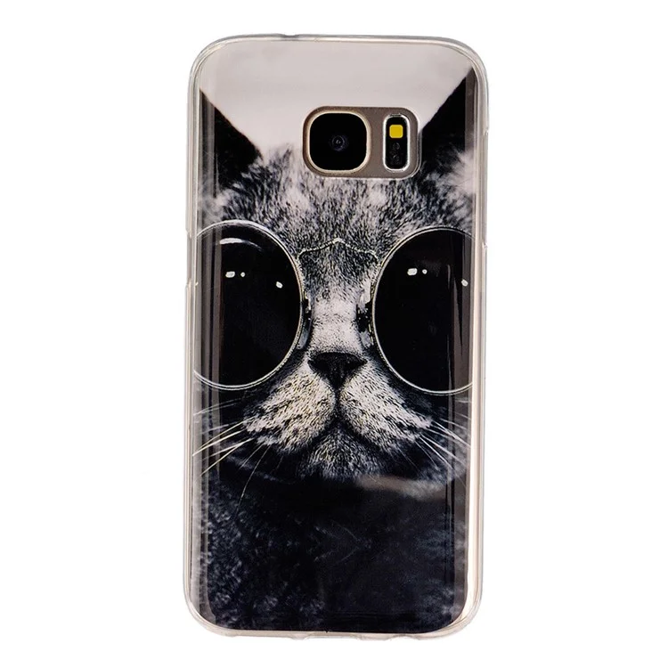Soft IMD TPU Protective Case for Samsung Galaxy S7 G930 - Adorable Cat Wearing Glasses
