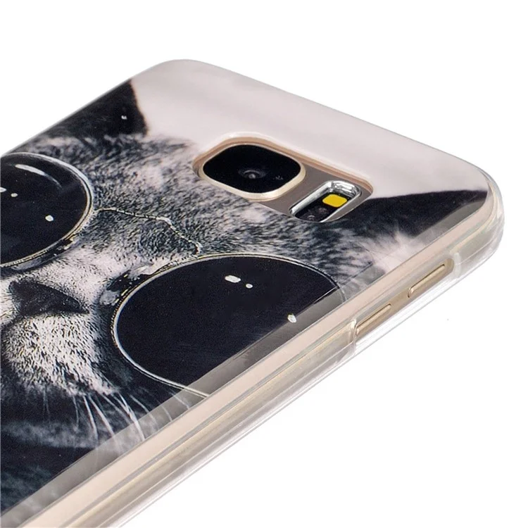 Soft IMD TPU Protective Case for Samsung Galaxy S7 G930 - Adorable Cat Wearing Glasses