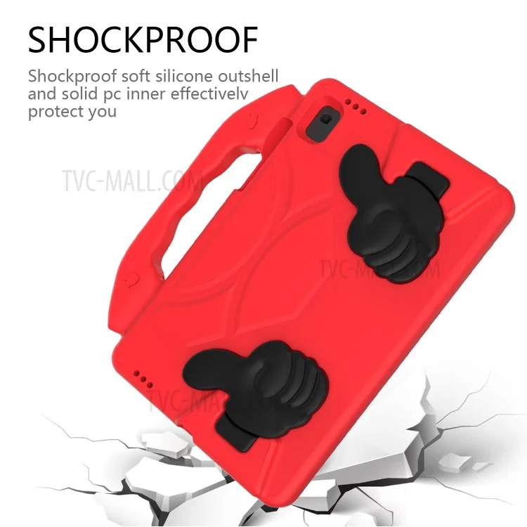Shockproof Thumb Kickstand EVA Protective Cover for Samsung Galaxy Tab S6 Lite - Red
