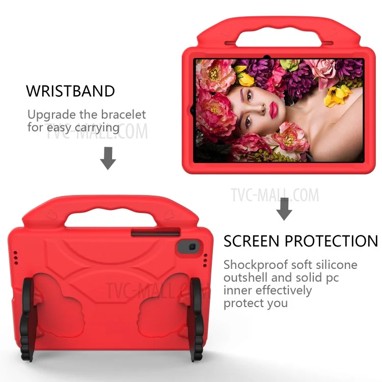 Shockproof Thumb Kickstand EVA Protective Cover for Samsung Galaxy Tab S6 Lite - Red