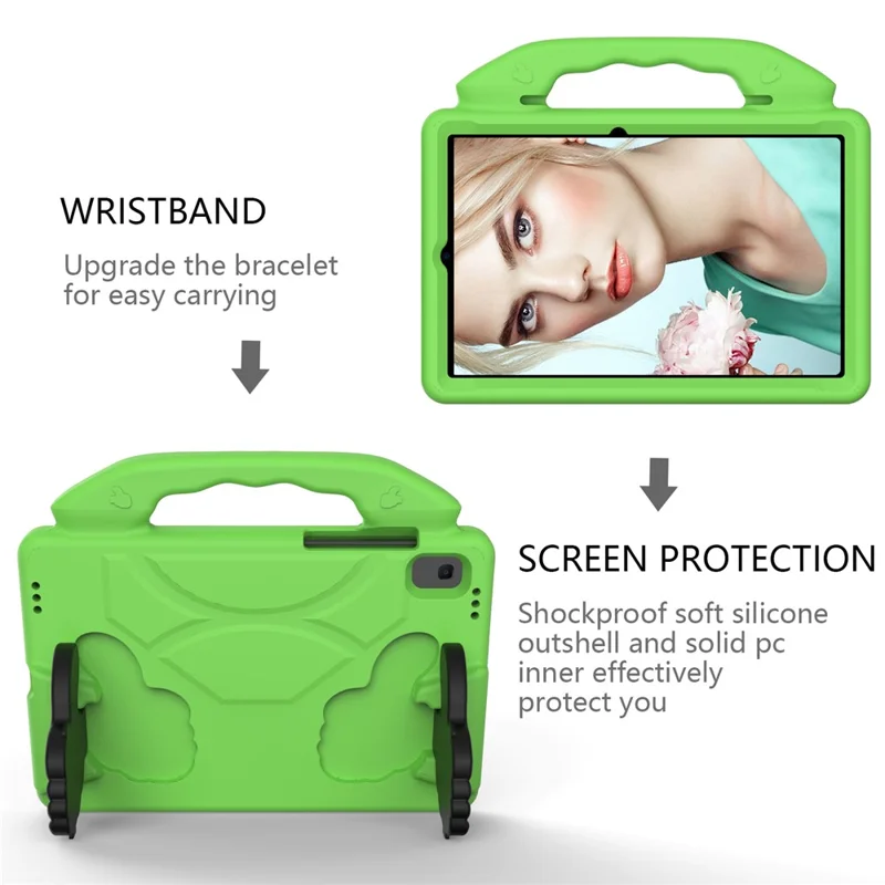 Shockproof Thumb Kickstand EVA Protective Cover for Samsung Galaxy Tab S6 Lite - Green