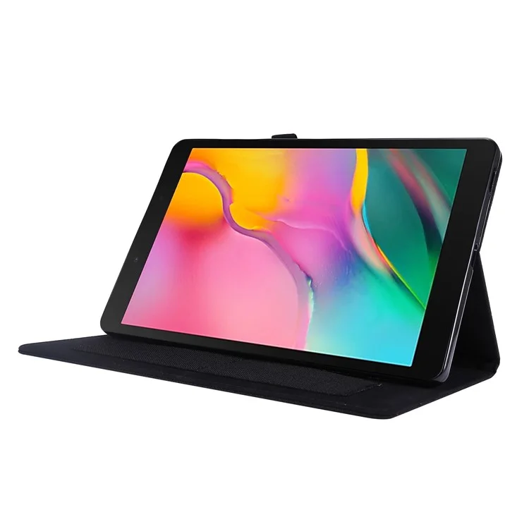 Funda de tableta a prueba de golpes y anti-arañazos con textura de tela, ranuras para tarjetas y soporte de cuero para Samsung Galaxy Tab A7 10.4 (2020) / (2022) T500 - Negro