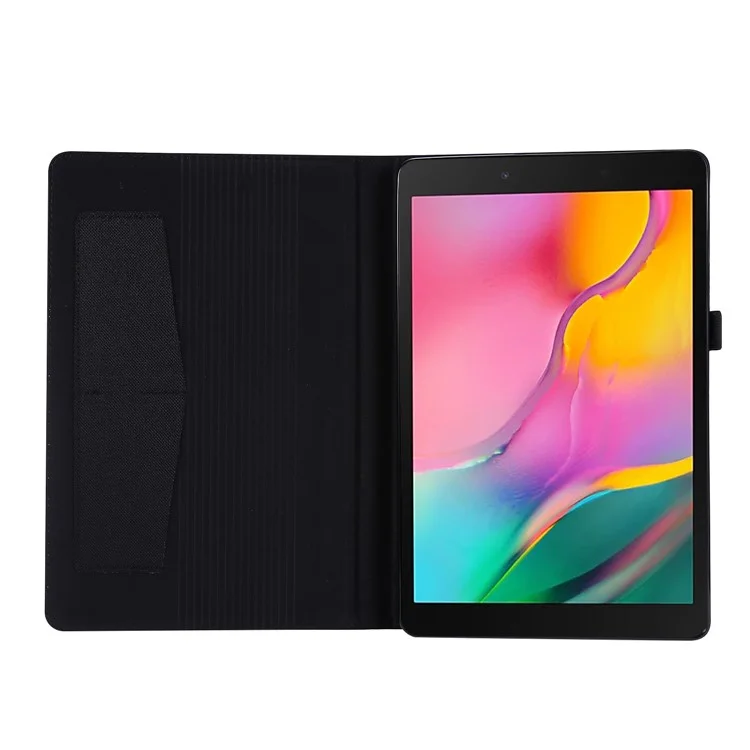 Funda de tableta a prueba de golpes y anti-arañazos con textura de tela, ranuras para tarjetas y soporte de cuero para Samsung Galaxy Tab A7 10.4 (2020) / (2022) T500 - Negro