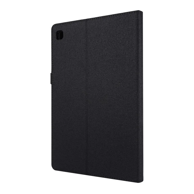 Funda de tableta a prueba de golpes y anti-arañazos con textura de tela, ranuras para tarjetas y soporte de cuero para Samsung Galaxy Tab A7 10.4 (2020) / (2022) T500 - Negro