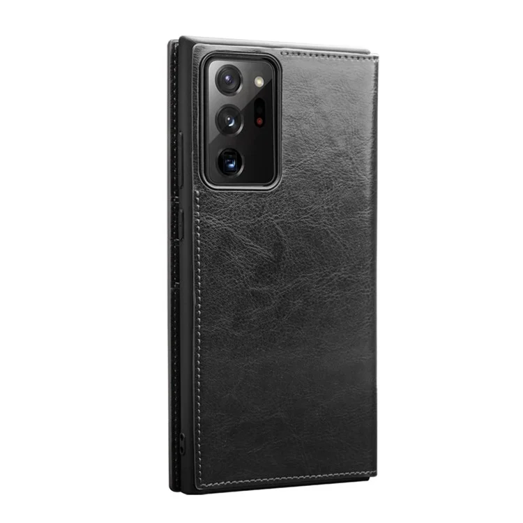 QIALINO Pour Samsung Galaxy Note20 Ultra 5G/Note20 Ultra Étui en Cuir de Vache Véritable Portefeuille Housse de Protection pour Téléphone - Noir