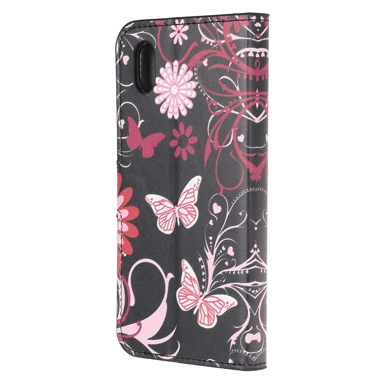 Pattern Printing Wallet Leather Phone Shell for Samsung Galaxy A01 Core - Butterfly and Flower