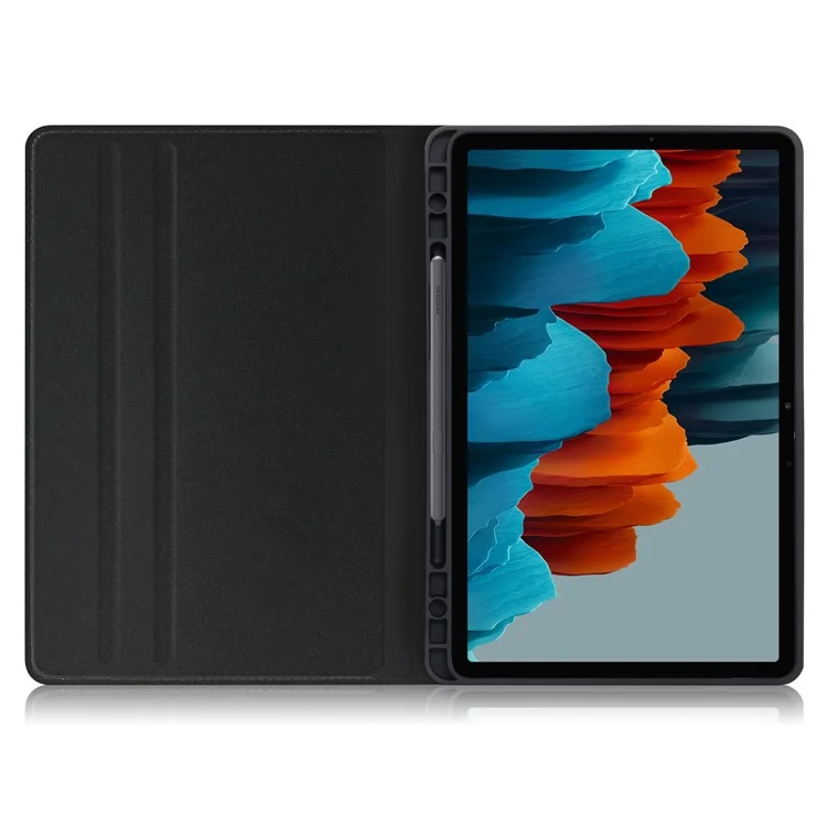 Matte PU Leather Tablet Case with Money Pocket for Samsung Galaxy Tab S7 / Tab S8 - Black