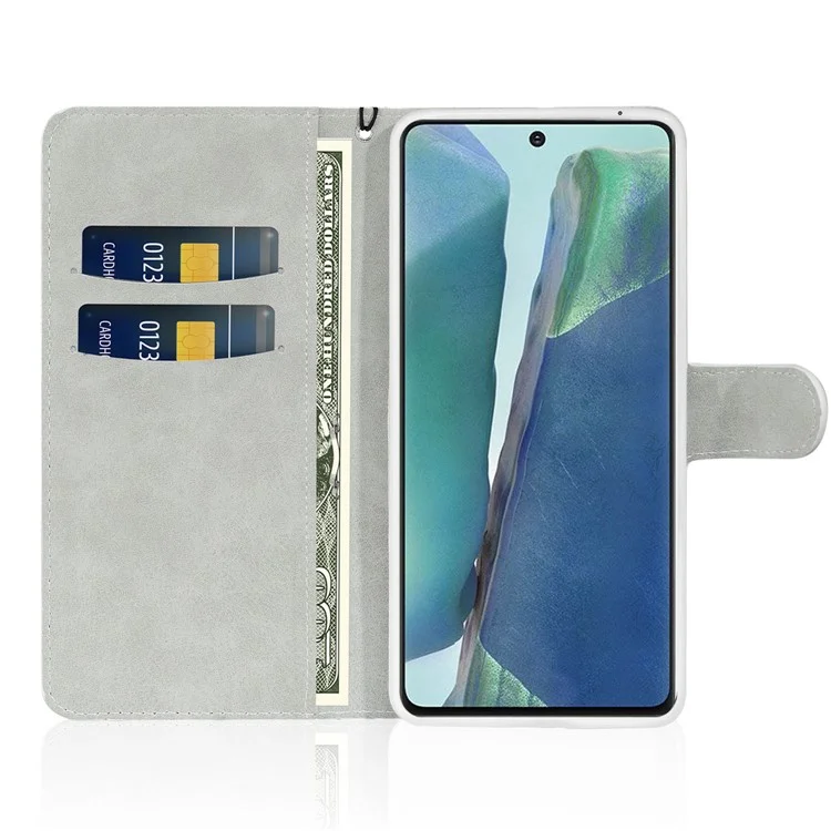 Glitzernde Pulverspleißen Brieftasche Lederschale Für Samsung Galaxy Note20 4G/5G - Gold