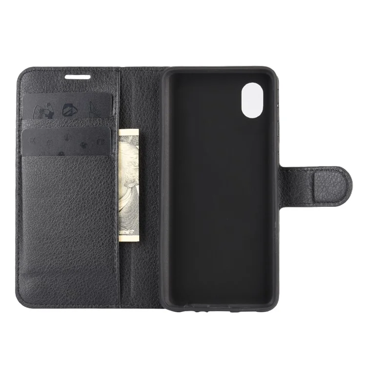 Litchi Grain Unique Design Leather Cover for Samsung Galaxy A01 Core / M01 Core - Black