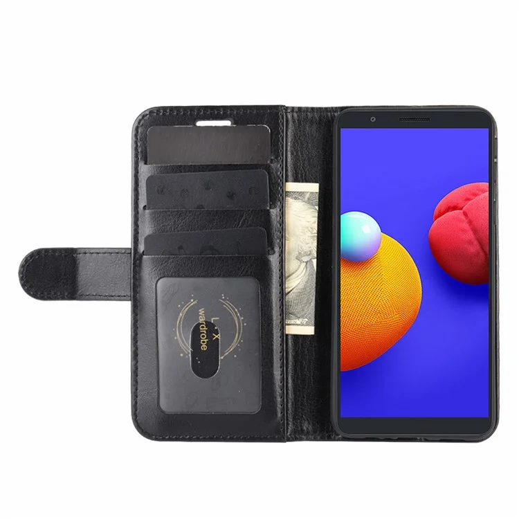 Crazy Horse Wallet Style Shell Stand Leather Case for Samsung Galaxy A01 Core / M01 Core - Black