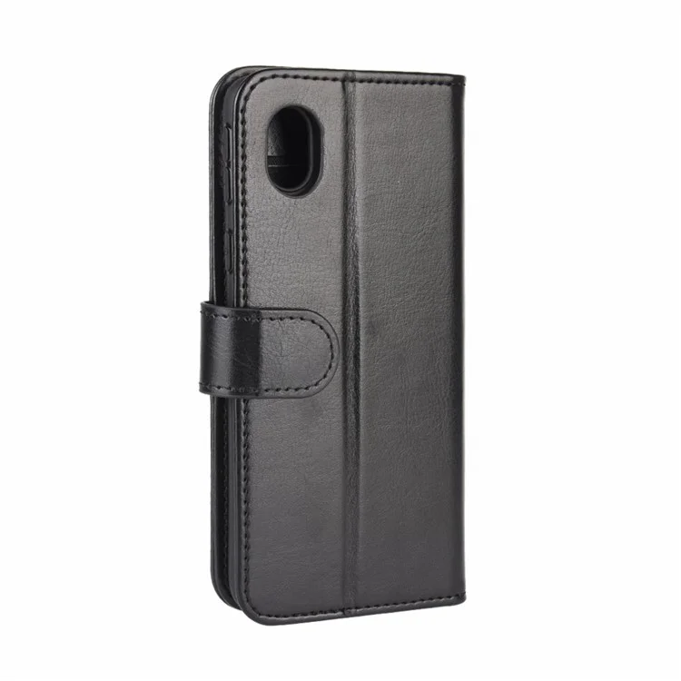 Funda de Cuero Con Cáscara de Estilo de Billetera de Caballos de Caballos Para Samsung Galaxy A01 Core/M01 Core - Negro