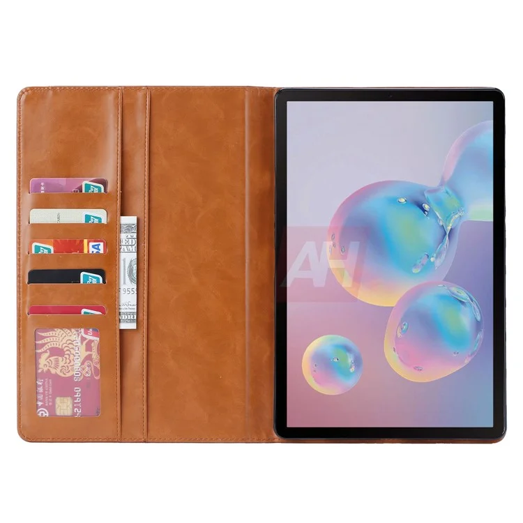 Auto-absorbed PU Leather Wallet Stand Tablet Protective Cover for Samsung Galaxy Tab S7 T870  / T875 / S8 - Brown