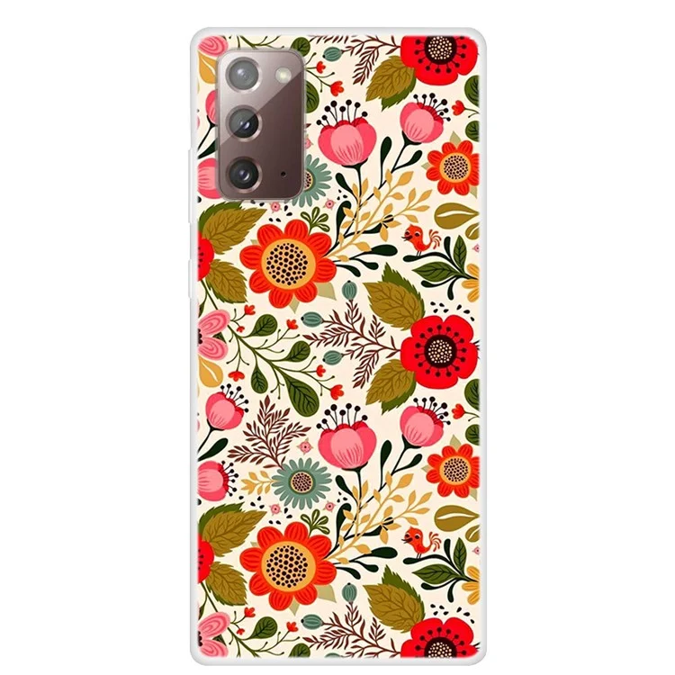 Impressão de Padrões TPU Case Para Samsung Galaxy Note20 4G/5G - Flores Vivas