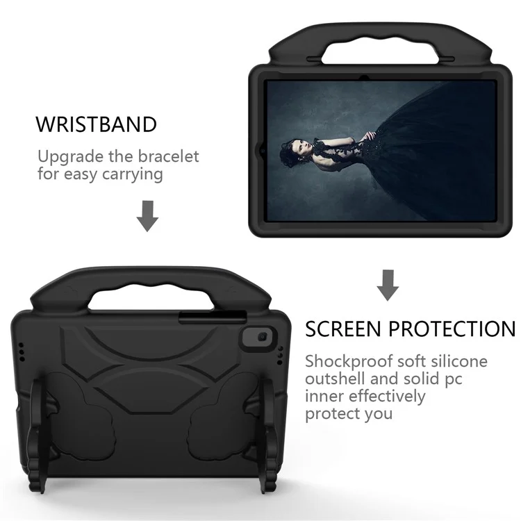 Capa Protetora Antichoque com Suporte para o Polegar EVA para Samsung Galaxy Tab S5e SM-T720 - Preta