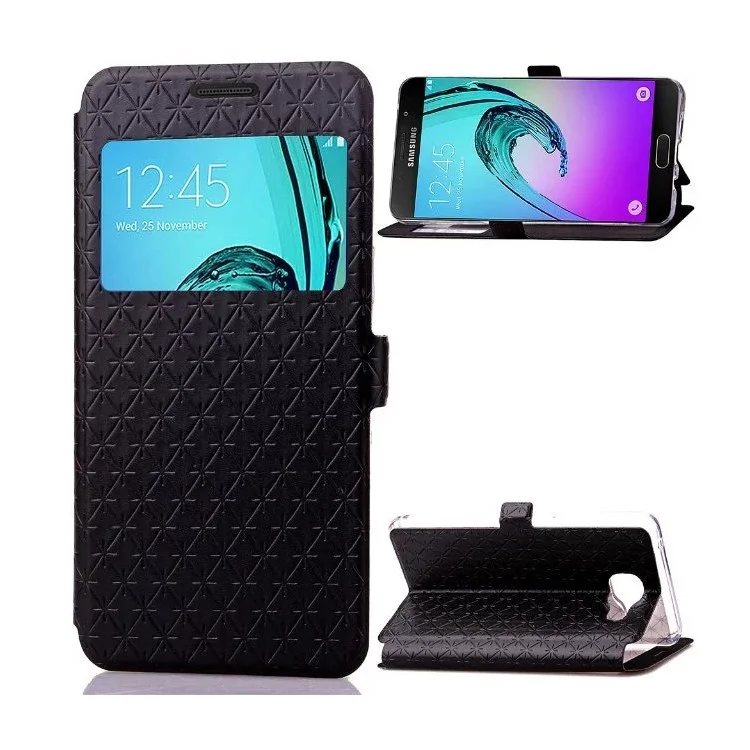 View Window Leather Stand Case for Samsung Galaxy A3 SM-A310F (2016) - Black