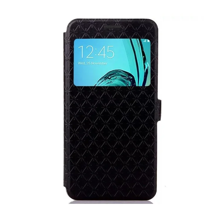 View Window Leather Stand Case for Samsung Galaxy A3 SM-A310F (2016) - Black