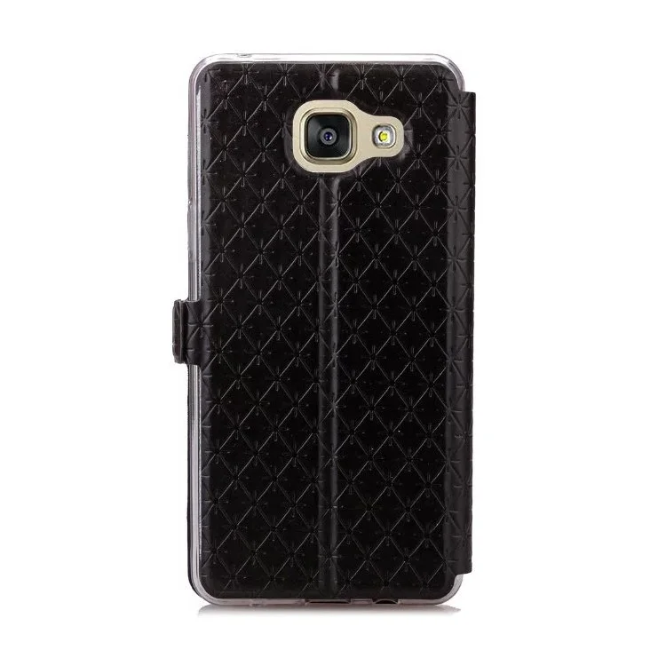 View Window Leather Stand Case for Samsung Galaxy A3 SM-A310F (2016) - Black
