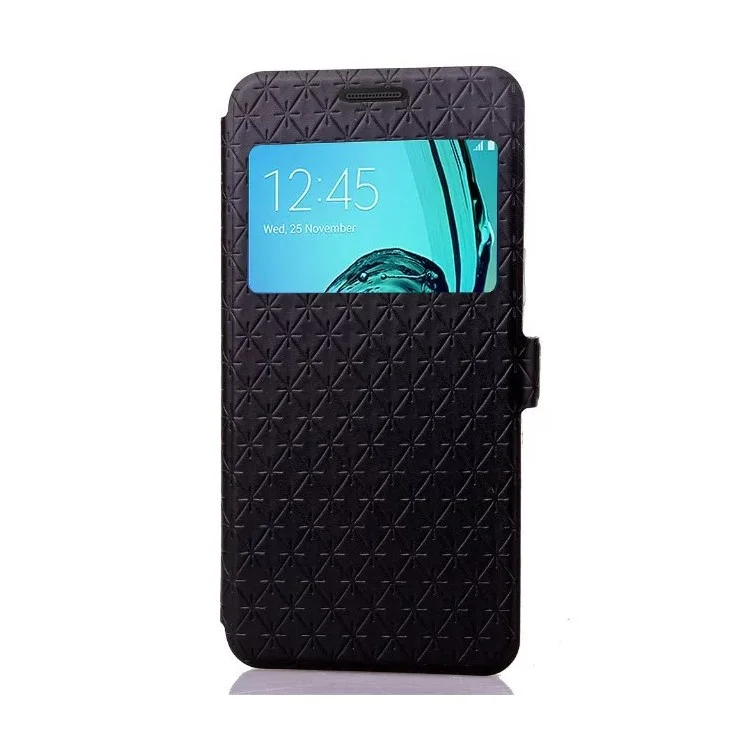 View Window Leather Stand Case for Samsung Galaxy A3 SM-A310F (2016) - Black