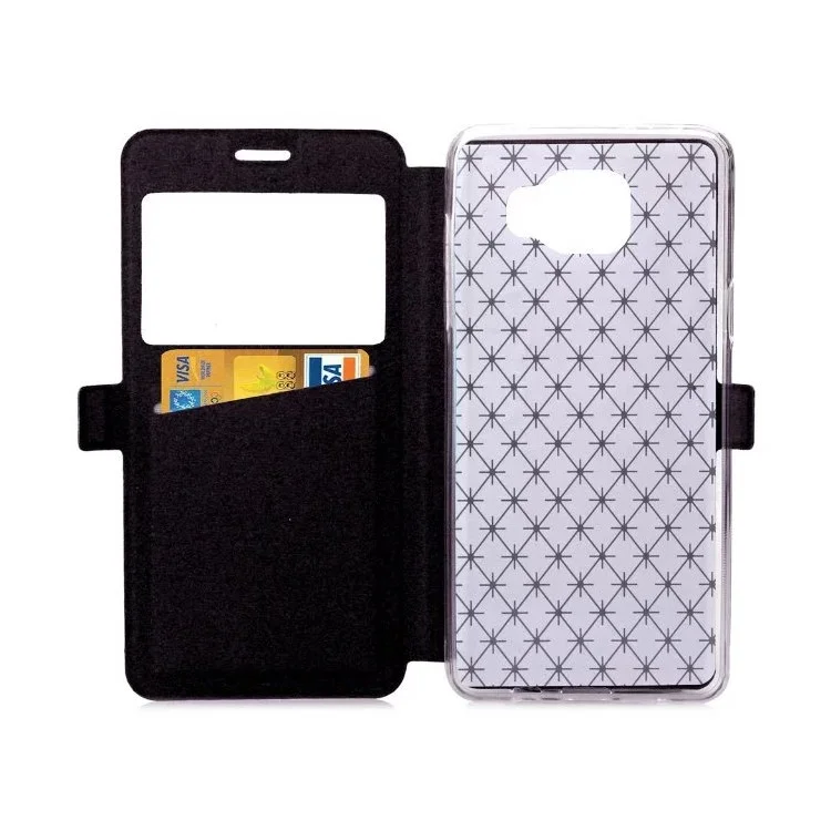 View Window Leather Stand Case for Samsung Galaxy A3 SM-A310F (2016) - Black