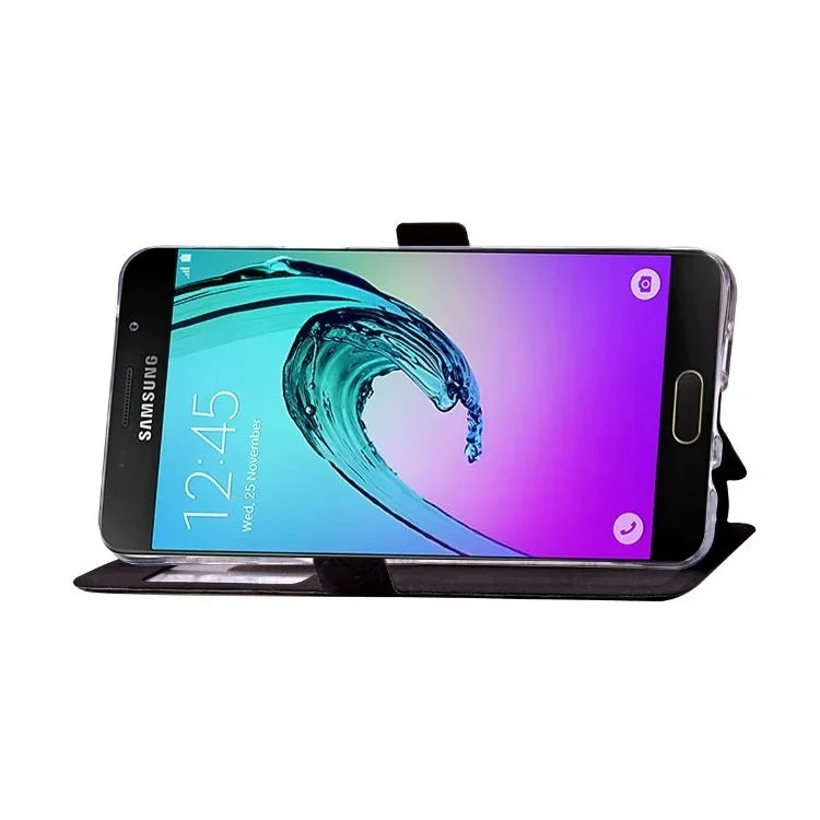 View Window Leather Stand Case for Samsung Galaxy A3 SM-A310F (2016) - Black