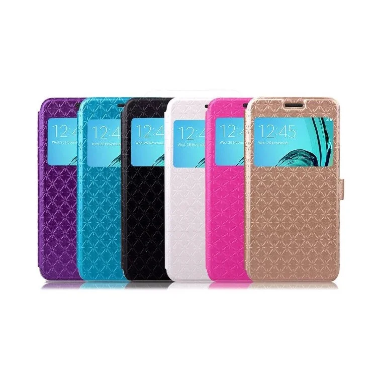 View Window Leather Stand Case for Samsung Galaxy A3 SM-A310F (2016) - Black