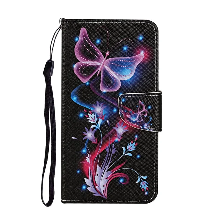 Funda de Cuero de Impresión de la Billetera de la Billetera de Soporte Para Samsung Galaxy S20 4G/S20 5G - Mariposa Luminosa