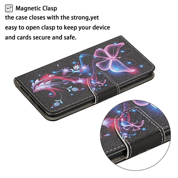 Funda de Cuero de Impresión de la Billetera de la Billetera de Soporte Para Samsung Galaxy S20 4G/S20 5G - Mariposa Luminosa