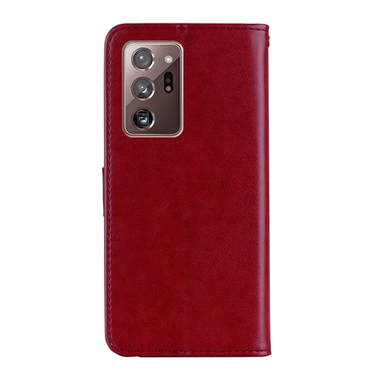 Strass Decor Imprint Owl Flower Stand Shell Para Samsung Galaxy Note20 Ultra 5G / Galaxy Note20 Ultra. - Vermelho