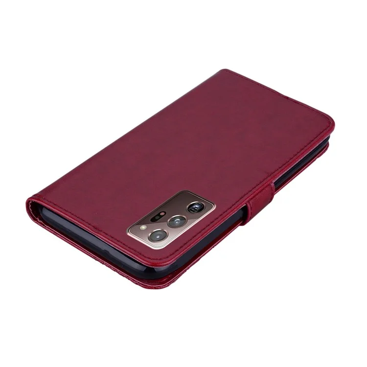 Strass Decor Imprint Owl Flower Stand Shell Para Samsung Galaxy Note20 Ultra 5G / Galaxy Note20 Ultra. - Vermelho