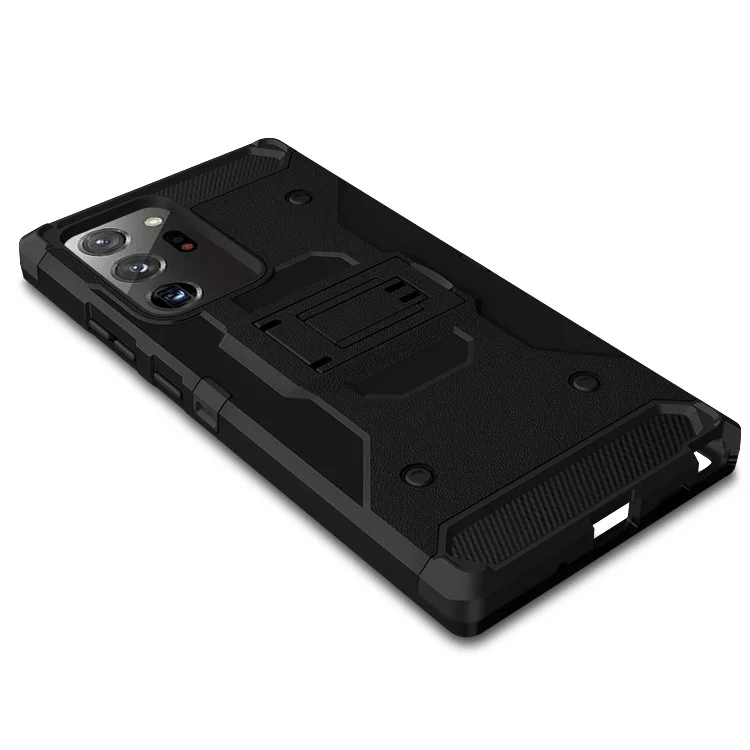 Para Samsung Galaxy Note20 Ultra/Note20 Ultra 5G Kickstand PC+TPU Hybrid Case Carbon Fiber Texture Belt Clip Holster Cover
