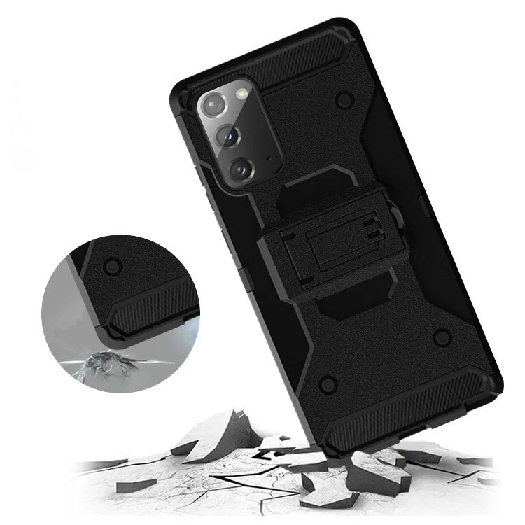 Für Samsung Galaxy Note20 4G/5G Kickstand PC+TPU Combo -hülle Carbonfaser -textur -gürtel -clip -holster -abdeckung