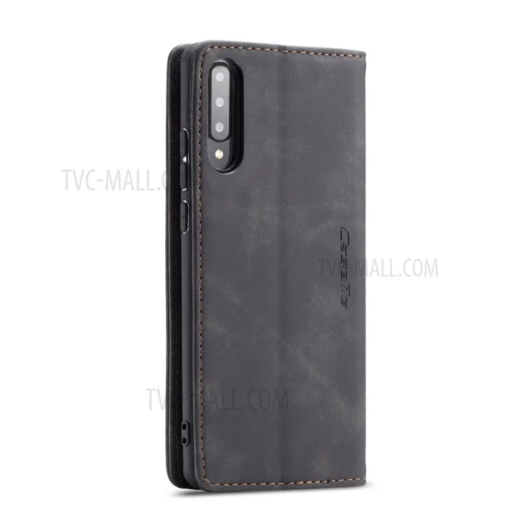 CASEME 013 Series Auto-absorbed Leather Wallet Case Flip Shell for Samsung Galaxy A70s - Black