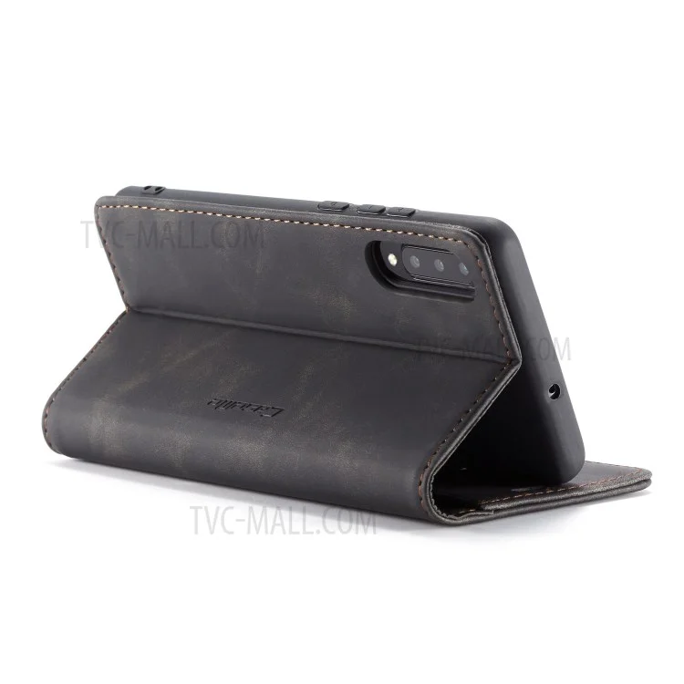 CASEME 013 Series Auto-absorbed Leather Wallet Case Flip Shell for Samsung Galaxy A70s - Black