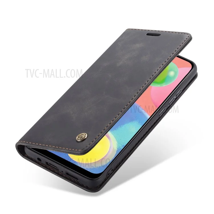 CASEME 013 Series Auto-absorbed Leather Wallet Case Flip Shell for Samsung Galaxy A70s - Black