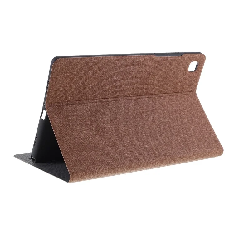 Estuche de Tableta de Cuero de Textura de Tela Para Samsung Galaxy Tab A7 10.4 (2020) Con Soporte Ajustable - Marron Oscuro