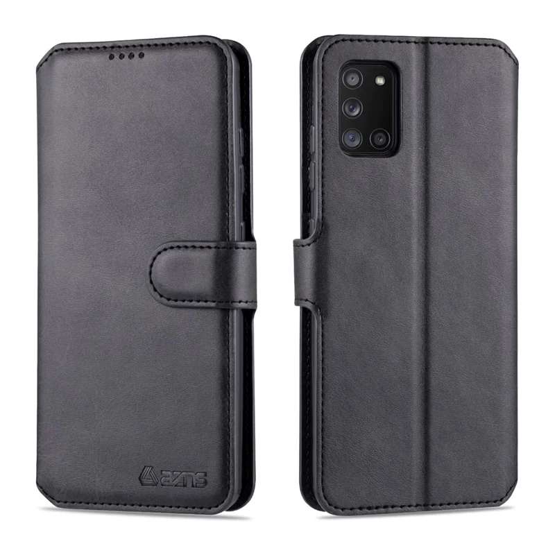 AZNS Wallet Leather Stand Cover Case for Samsung Galaxy A41 (Global Version) - Black