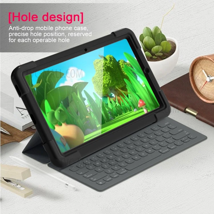 360° Drehbarer PC + Silikon Spezielles Design Tablet-Cover für Samsung Galaxy Tab S6 Lite - Komplett Schwarz