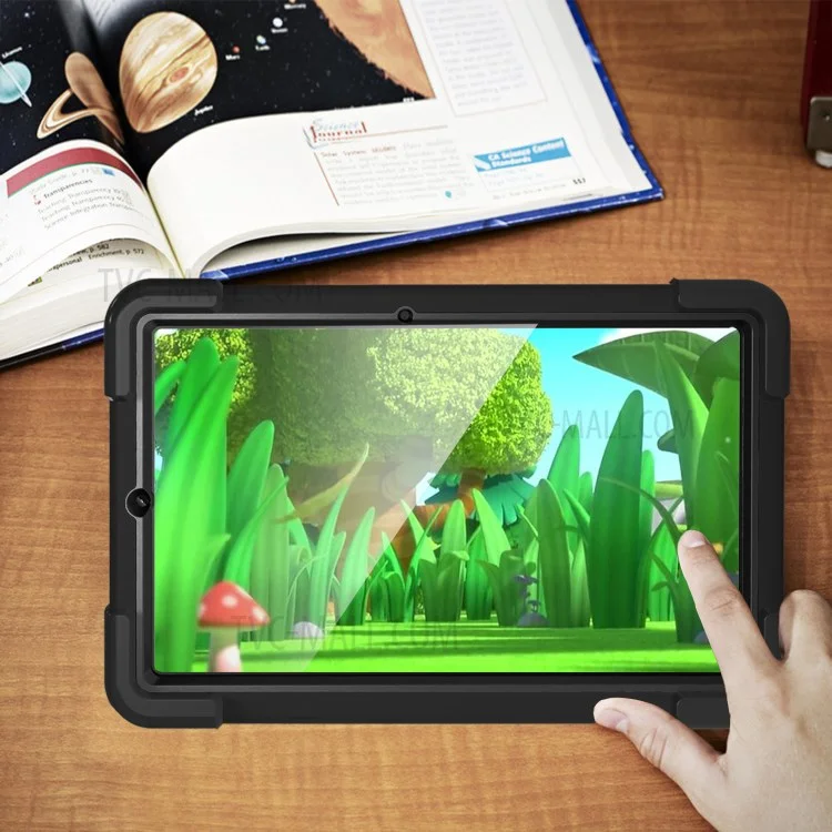 360° Drehbarer PC + Silikon Spezielles Design Tablet-Cover für Samsung Galaxy Tab S6 Lite - Komplett Schwarz