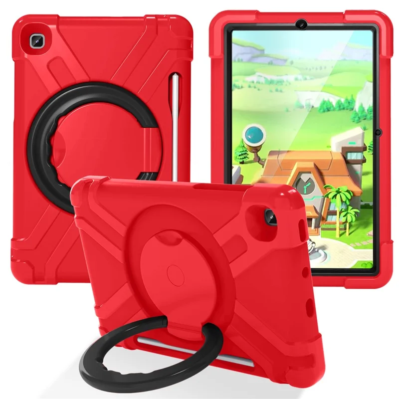 360° Swivel PC + Silicone Special Design Tablet Cover for Samsung Galaxy Tab S6 Lite - Red / Black Kickstand