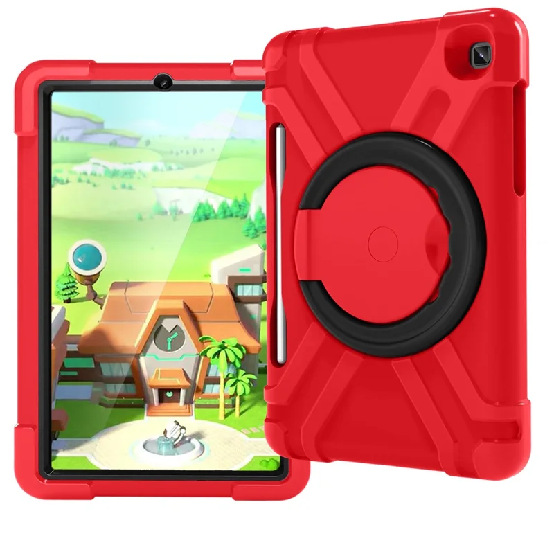 360° Swivel PC + Silicone Special Design Tablet Cover for Samsung Galaxy Tab S6 Lite - Red / Black Kickstand