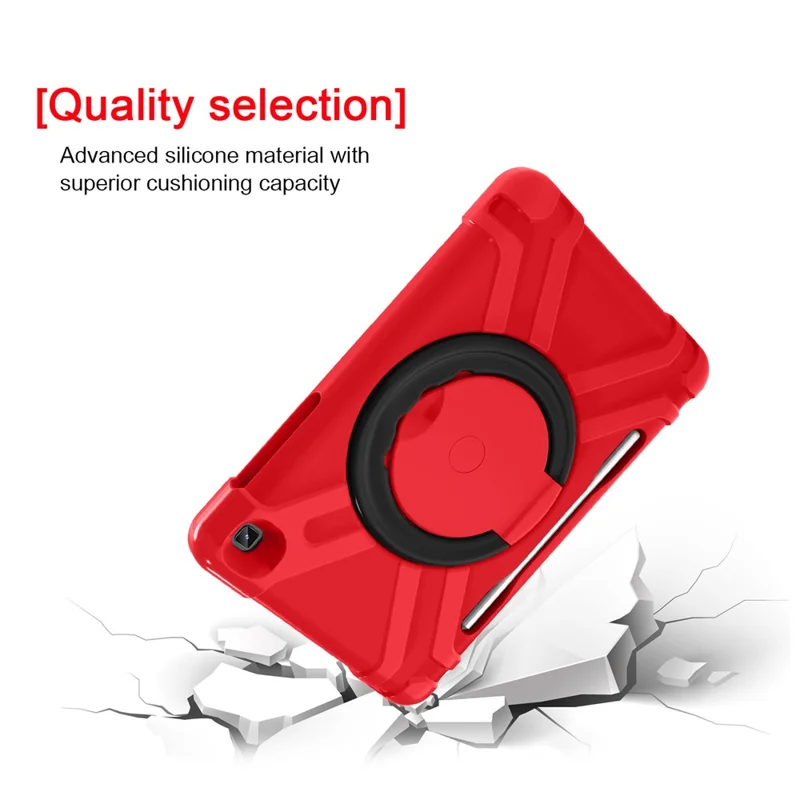 360° Swivel PC + Silicone Special Design Tablet Cover for Samsung Galaxy Tab S6 Lite - Red / Black Kickstand