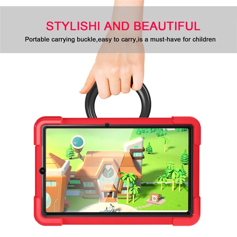 360° Swivel PC + Silicone Special Design Tablet Cover for Samsung Galaxy Tab S6 Lite - Red / Black Kickstand