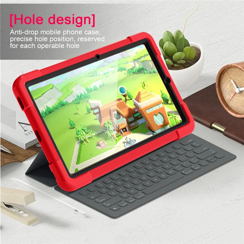 360° Swivel PC + Silicone Special Design Tablet Cover for Samsung Galaxy Tab S6 Lite - Red / Black Kickstand
