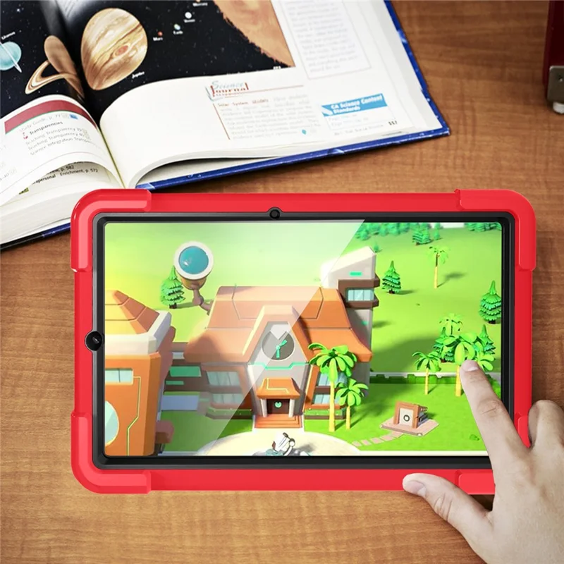 360° Swivel PC + Silicone Special Design Tablet Cover for Samsung Galaxy Tab S6 Lite - Red / Black Kickstand