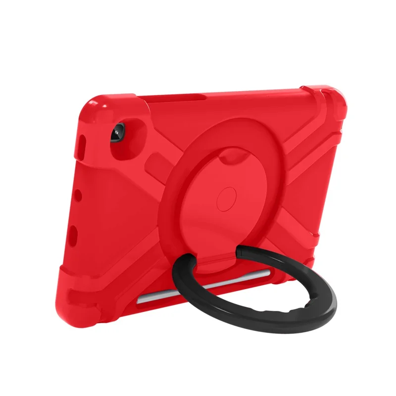 360° Swivel PC + Silicone Special Design Tablet Cover for Samsung Galaxy Tab S6 Lite - Red / Black Kickstand