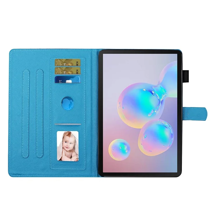 Musterdruck Lederkartenhalter Ständer Tablet Shell Für Samsung Galaxy Tab S7 T870/T875 - Blumenzweig